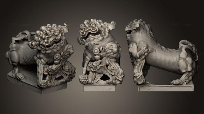 Статуэтки львы тигры сфинксы (Статуя льва 006 F, STKL_0228) 3D модель для ЧПУ станка